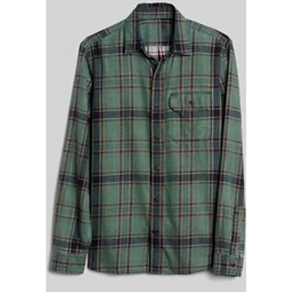 Gap Mens XL Green Twill Plaid Button Down Long Sleeve Cotton Comfort Outdoor